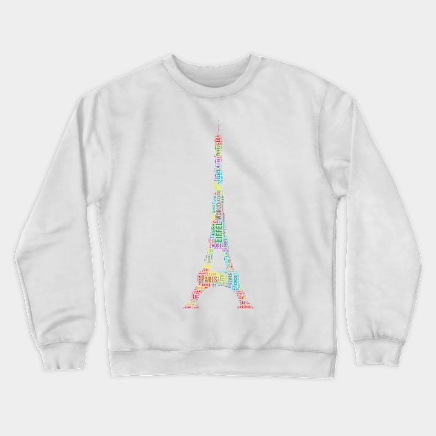 Eiffel Tower Travel Text Word Cloud Crewneck Sweatshirt by Cubebox